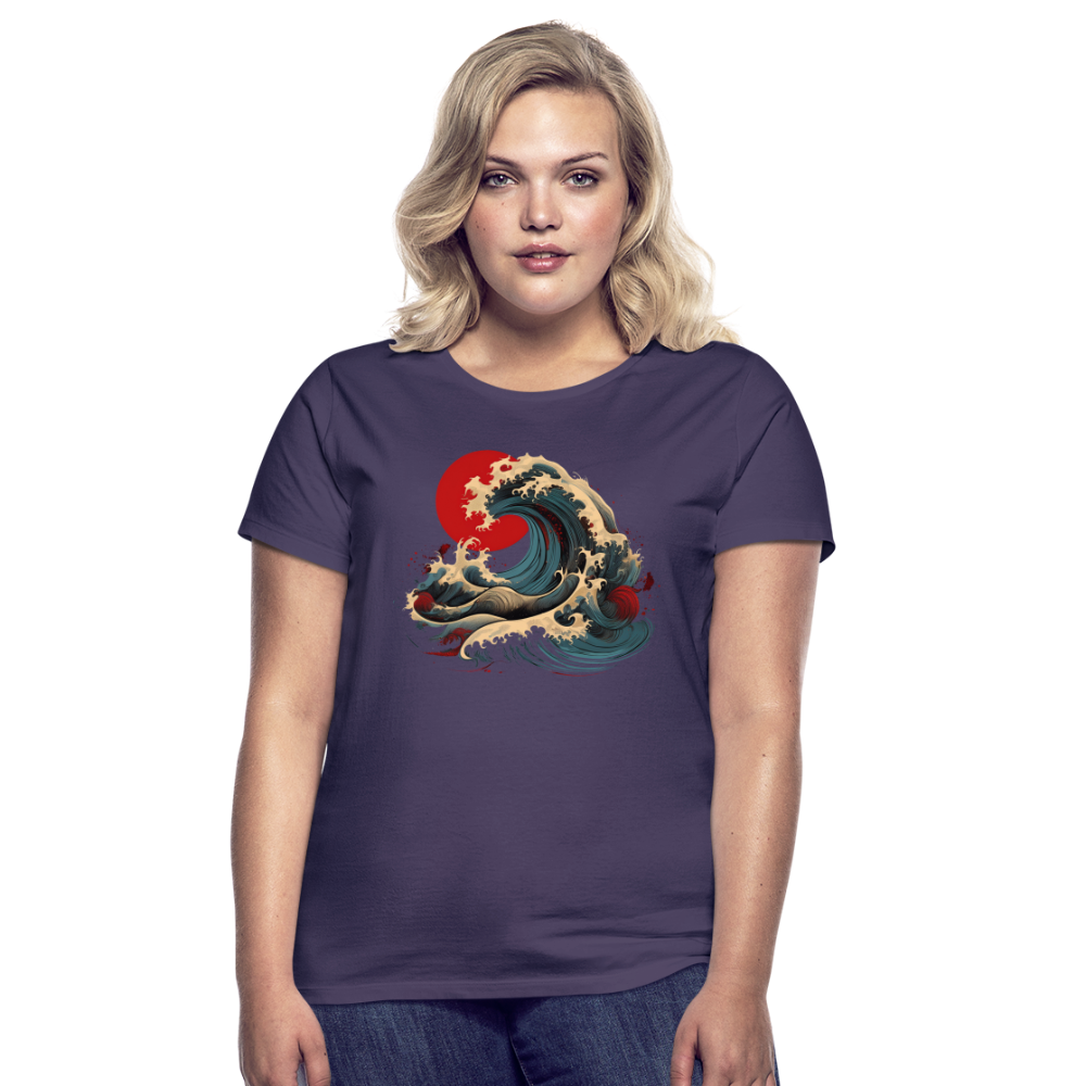 T-Shirt Ladies Japan "Wave" - Dunkellila