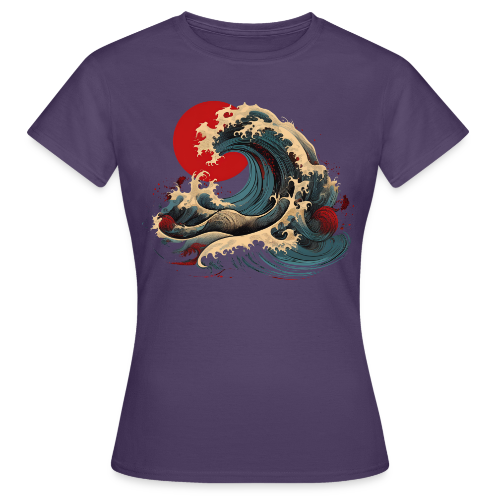 T-Shirt Ladies Japan "Wave" - Dunkellila