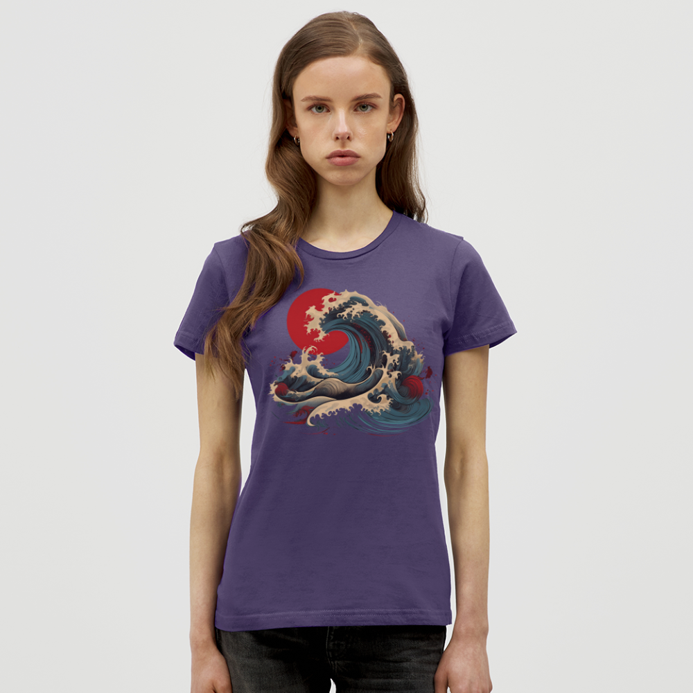 T-Shirt Ladies Japan "Wave" - Dunkellila