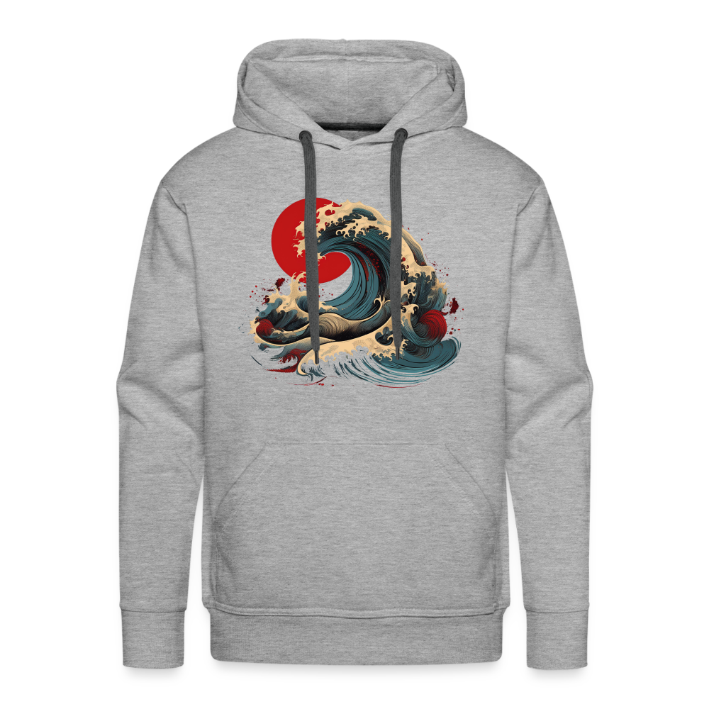 Hoodie Japan "Wave" - Grau meliert