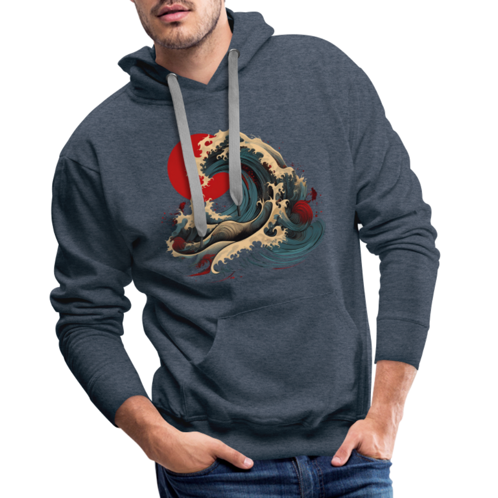 Hoodie Japan "Wave" - Jeansblau