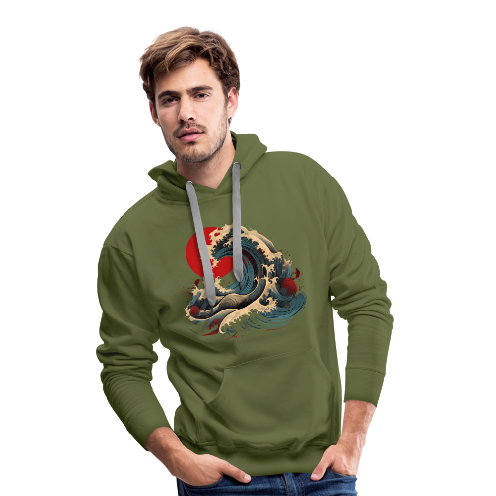 Hoodie Japan "Wave" - Olivgrün