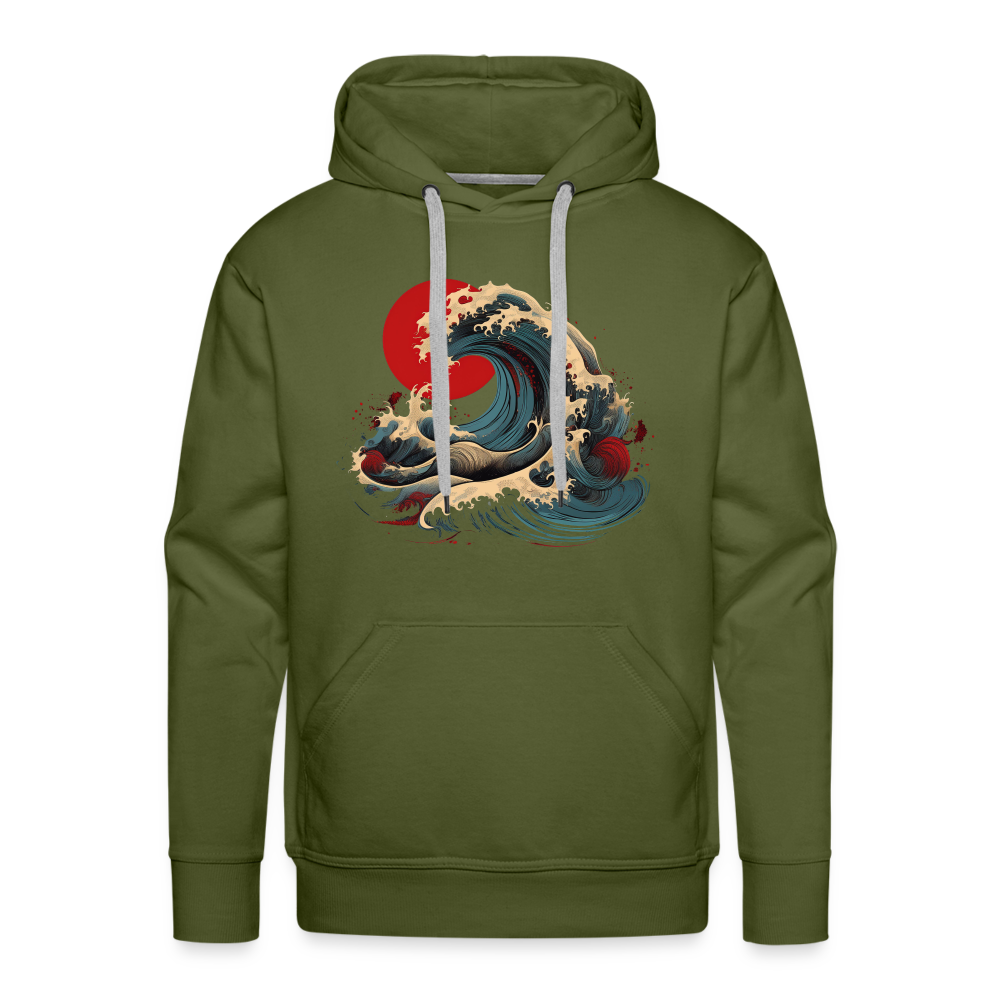 Hoodie Japan "Wave" - Olivgrün