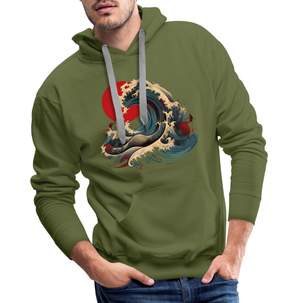 Hoodie Japan "Wave" - Olivgrün