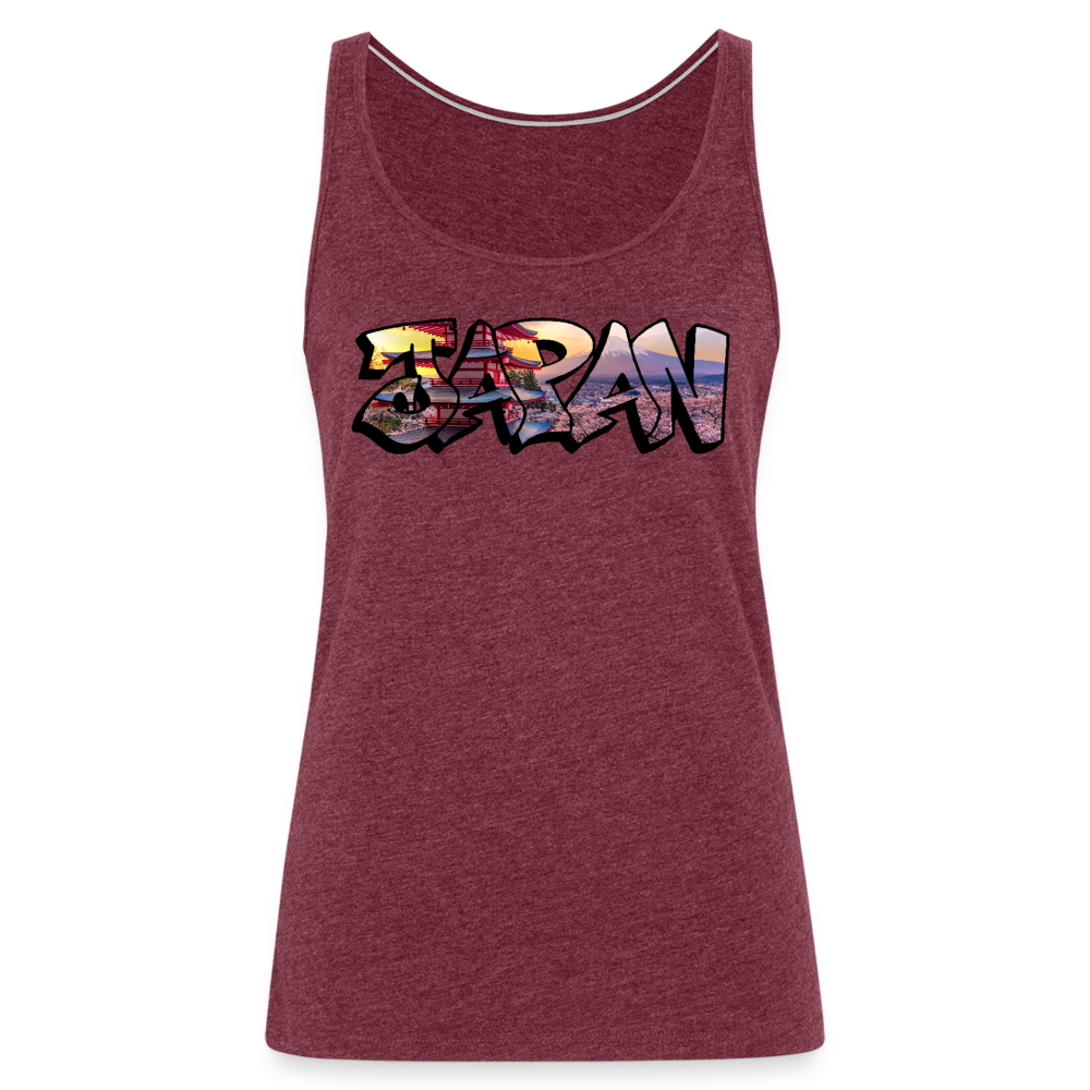 Tanktop Ladies Japan Graffiti "Panorama" - Bordeauxrot meliert