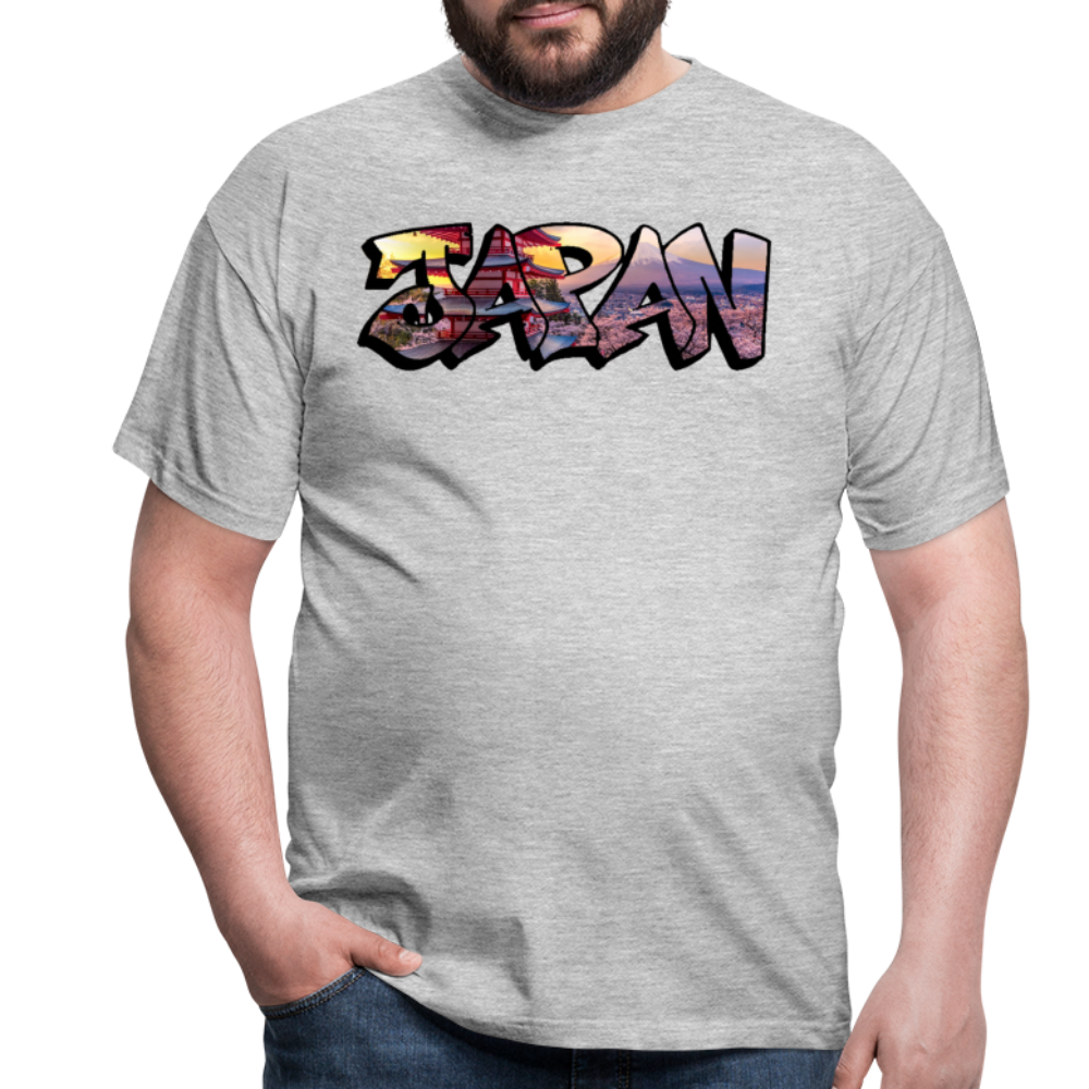 T-Shirt Japan Graffiti "Panorama" - Grau meliert