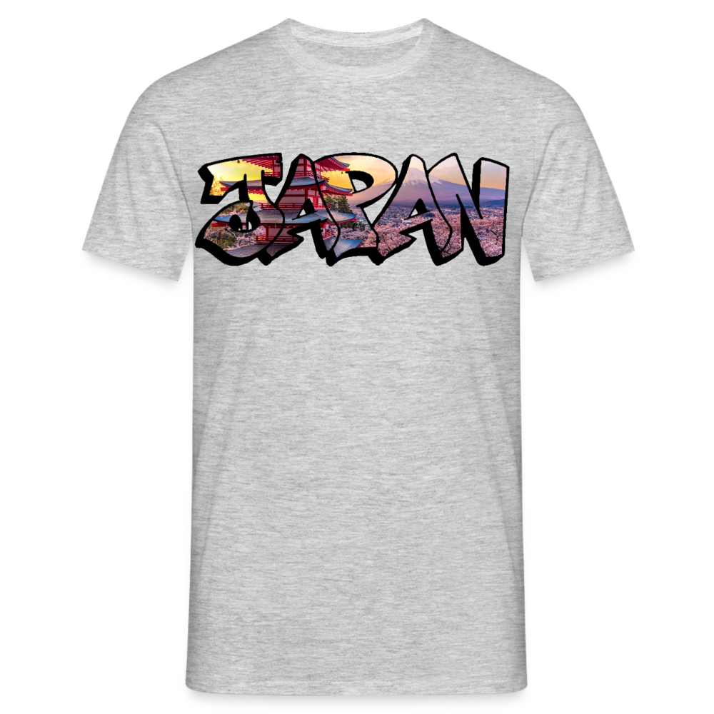 T-Shirt Japan Graffiti "Panorama" - Grau meliert