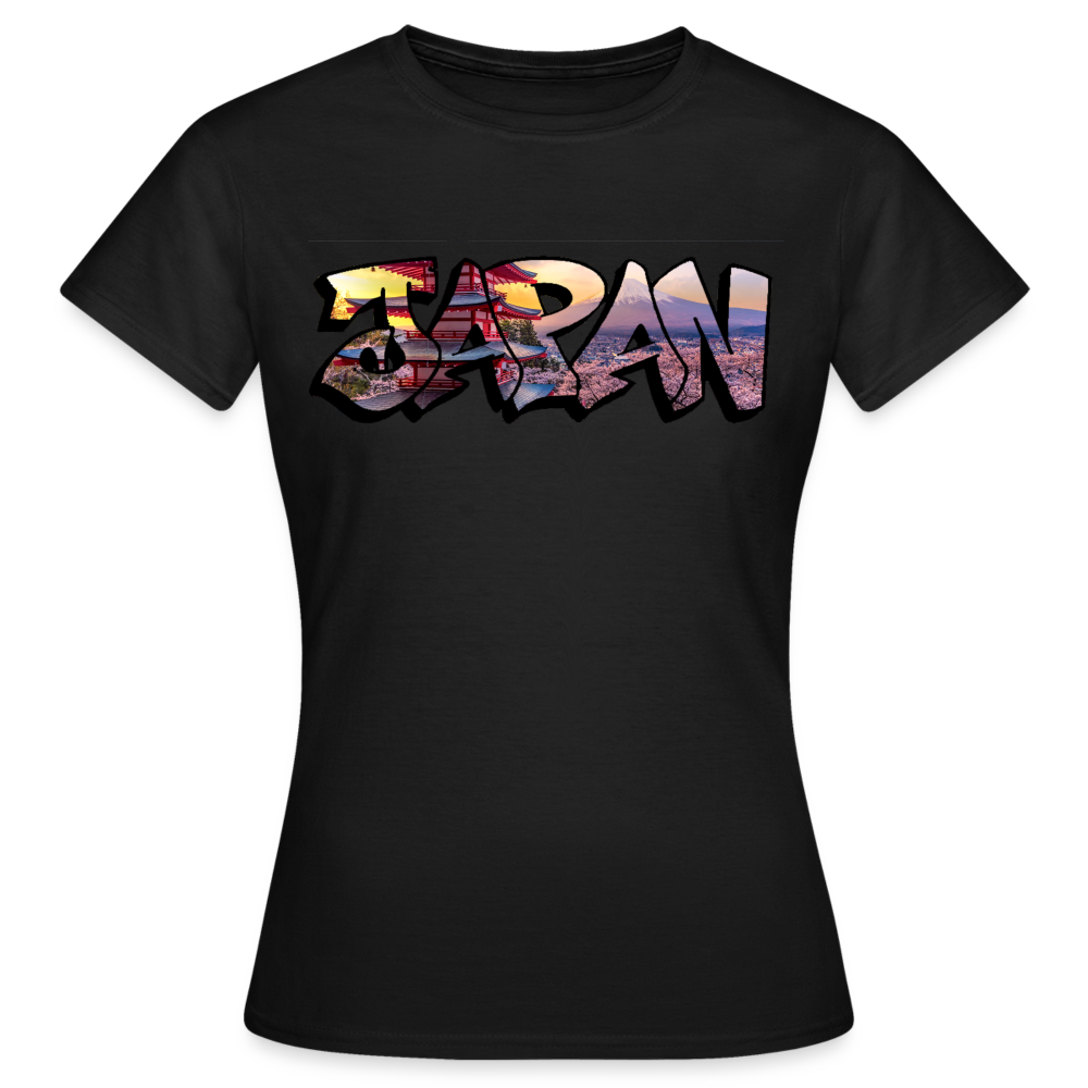 T-Shirt Ladies Japan Graffiti "Panorama" - Schwarz