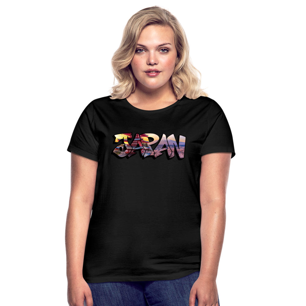 T-Shirt Ladies Japan Graffiti "Panorama" - Schwarz