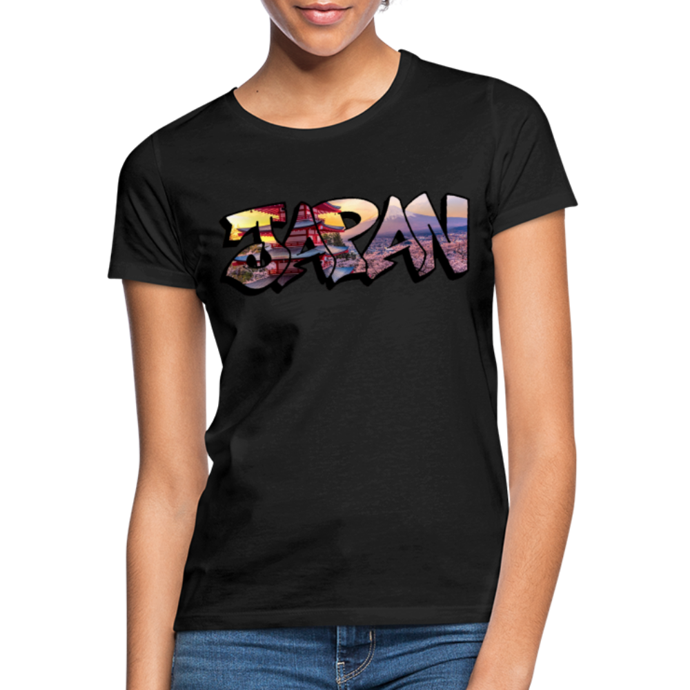 T-Shirt Ladies Japan Graffiti "Panorama" - Schwarz