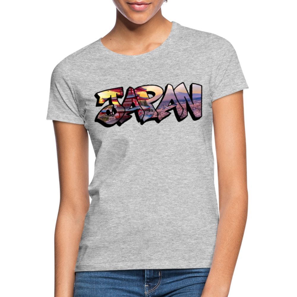 T-Shirt Ladies Japan Graffiti "Panorama" - Grau meliert