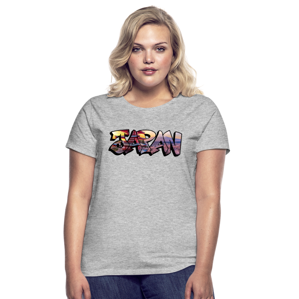 T-Shirt Ladies Japan Graffiti "Panorama" - Grau meliert
