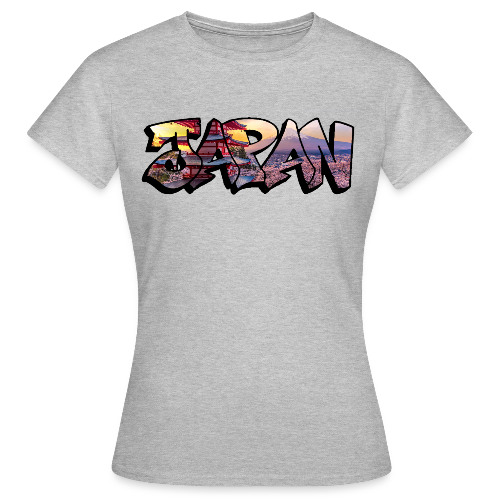 T-Shirt Ladies Japan Graffiti "Panorama" - Grau meliert