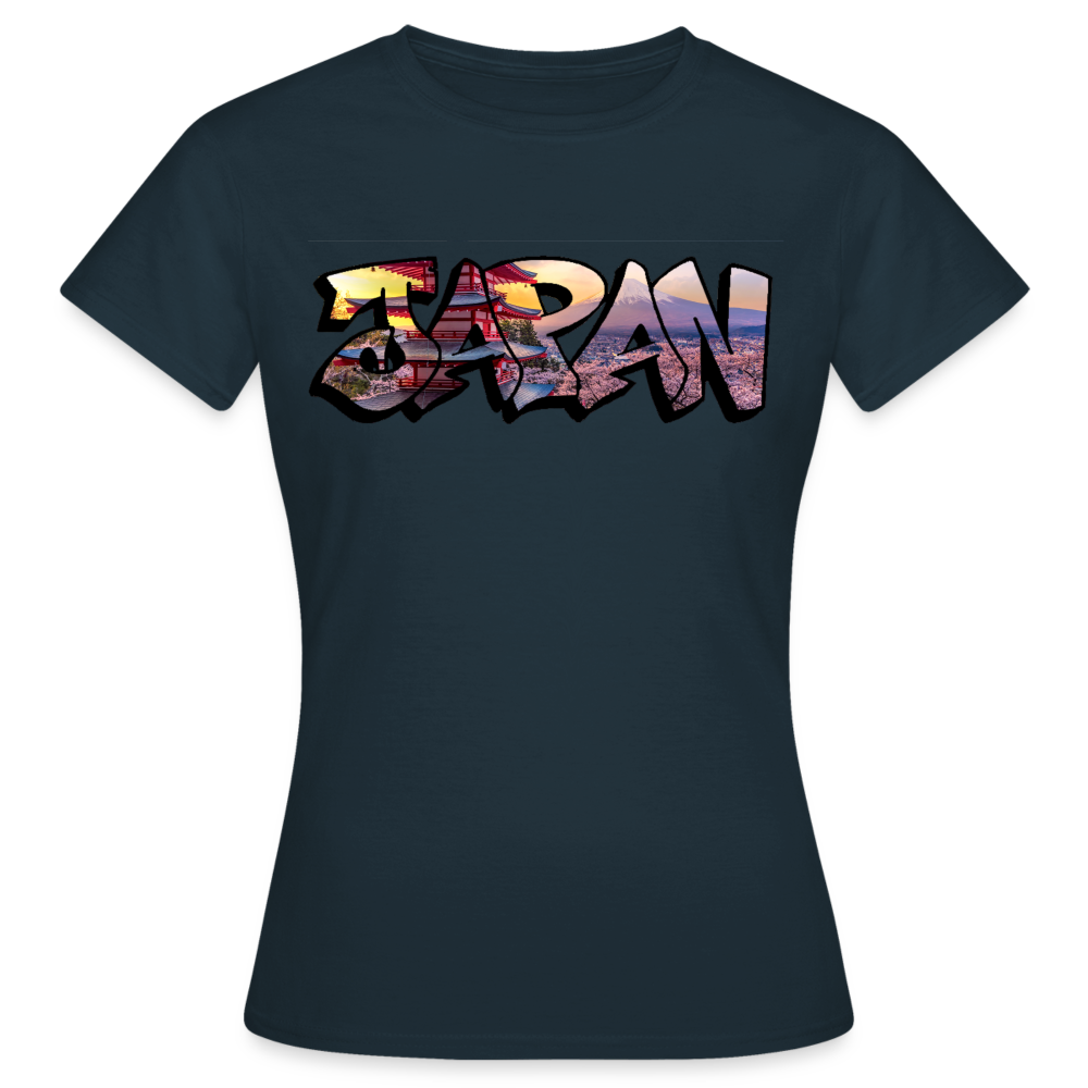 T-Shirt Ladies Japan Graffiti "Panorama" - Navy