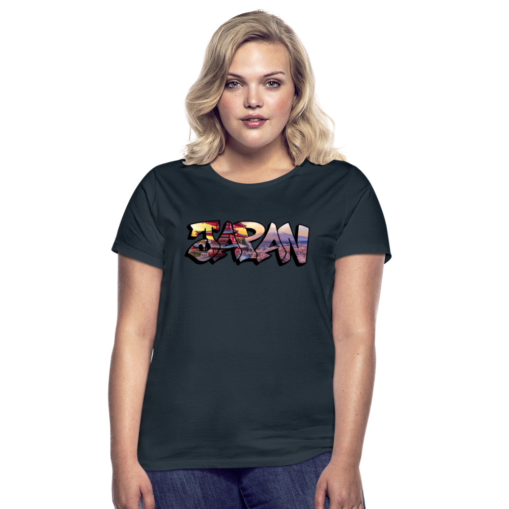 T-Shirt Ladies Japan Graffiti "Panorama" - Navy