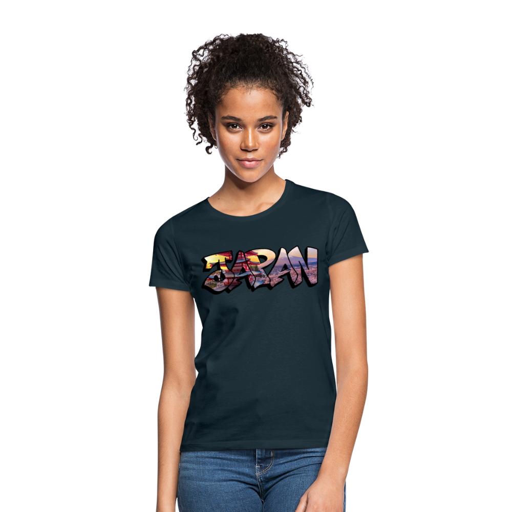 T-Shirt Ladies Japan Graffiti "Panorama" - Navy