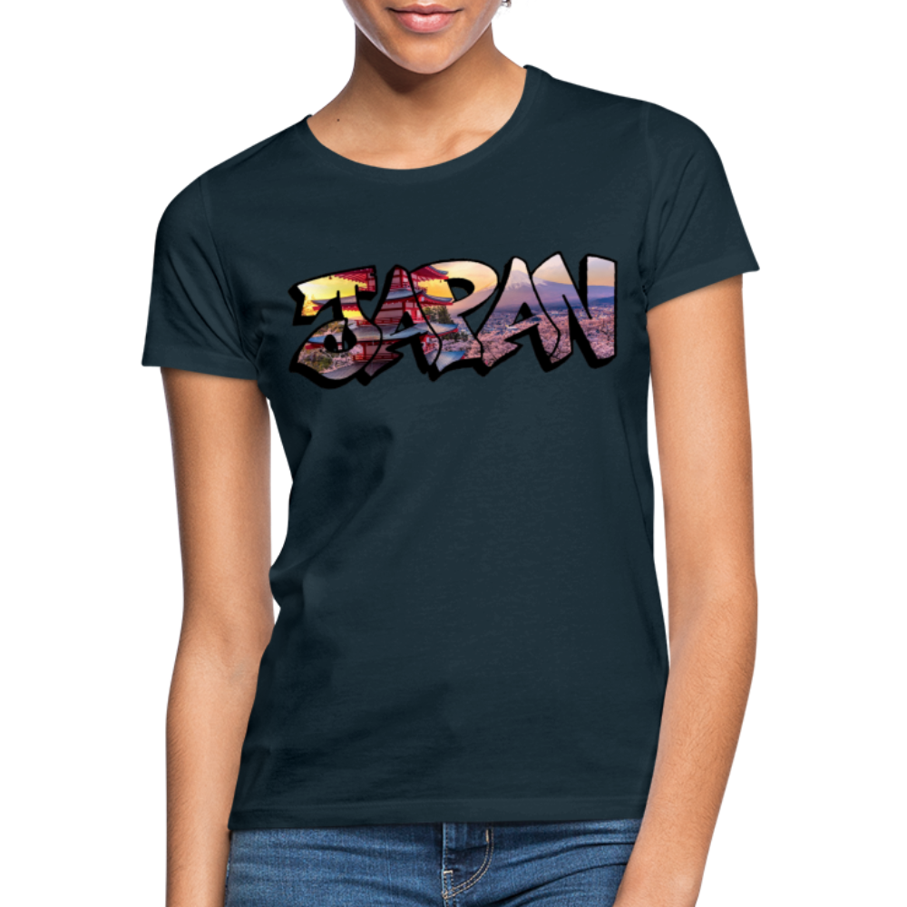 T-Shirt Ladies Japan Graffiti "Panorama" - Navy