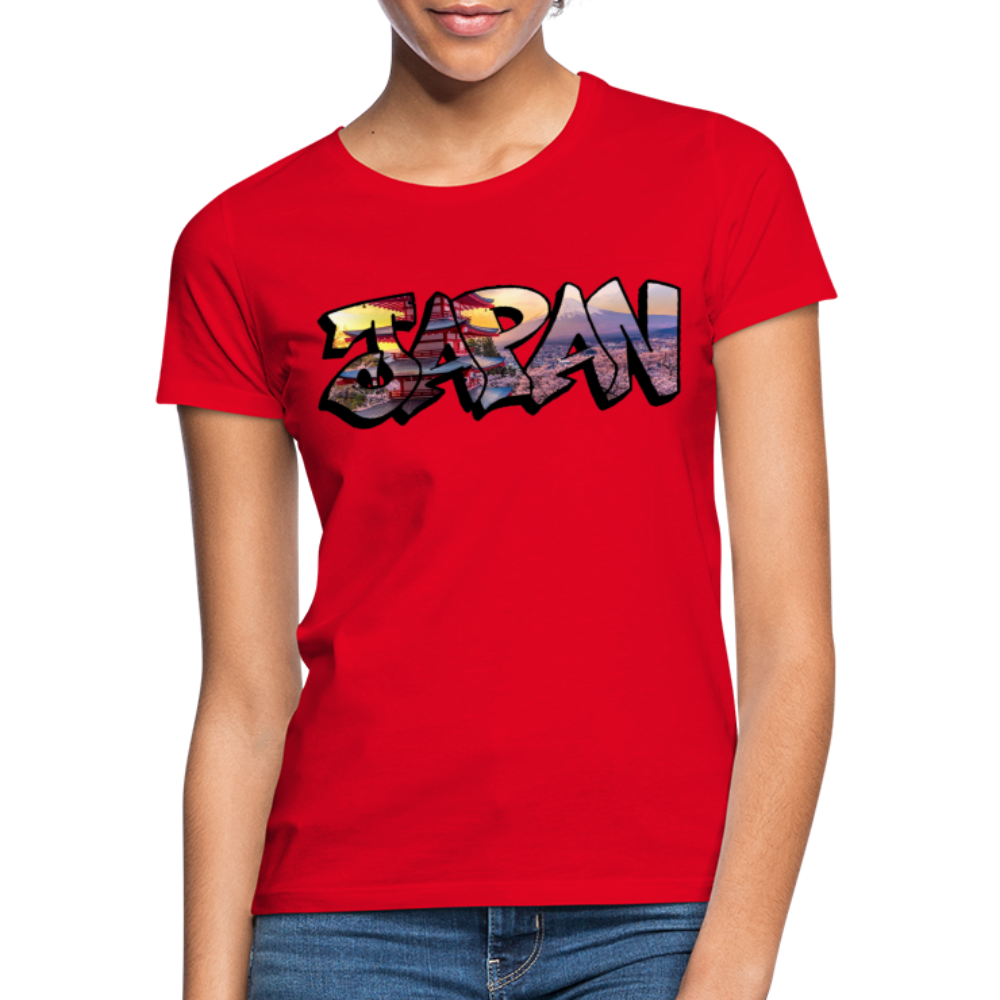 T-Shirt Ladies Japan Graffiti "Panorama" - Rot