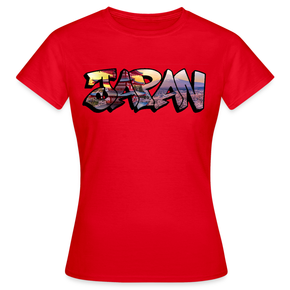 T-Shirt Ladies Japan Graffiti "Panorama" - Rot