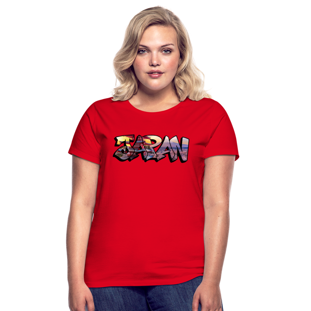 T-Shirt Ladies Japan Graffiti "Panorama" - Rot
