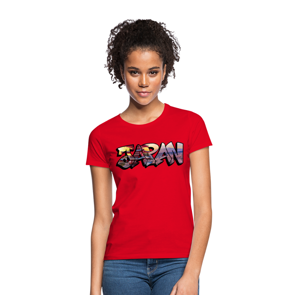 T-Shirt Ladies Japan Graffiti "Panorama" - Rot