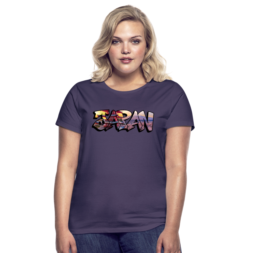 T-Shirt Ladies Japan Graffiti "Panorama" - Dunkellila