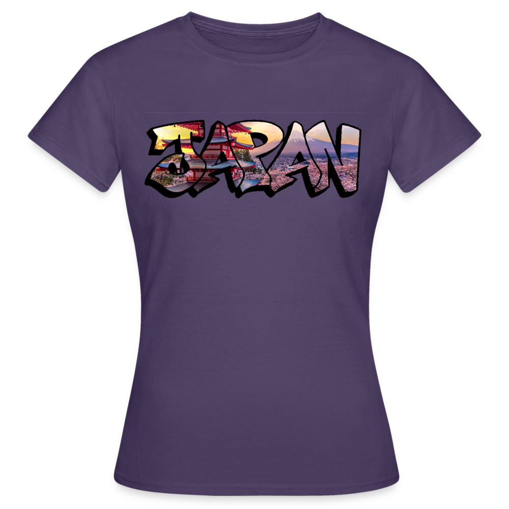 T-Shirt Ladies Japan Graffiti "Panorama" - Dunkellila