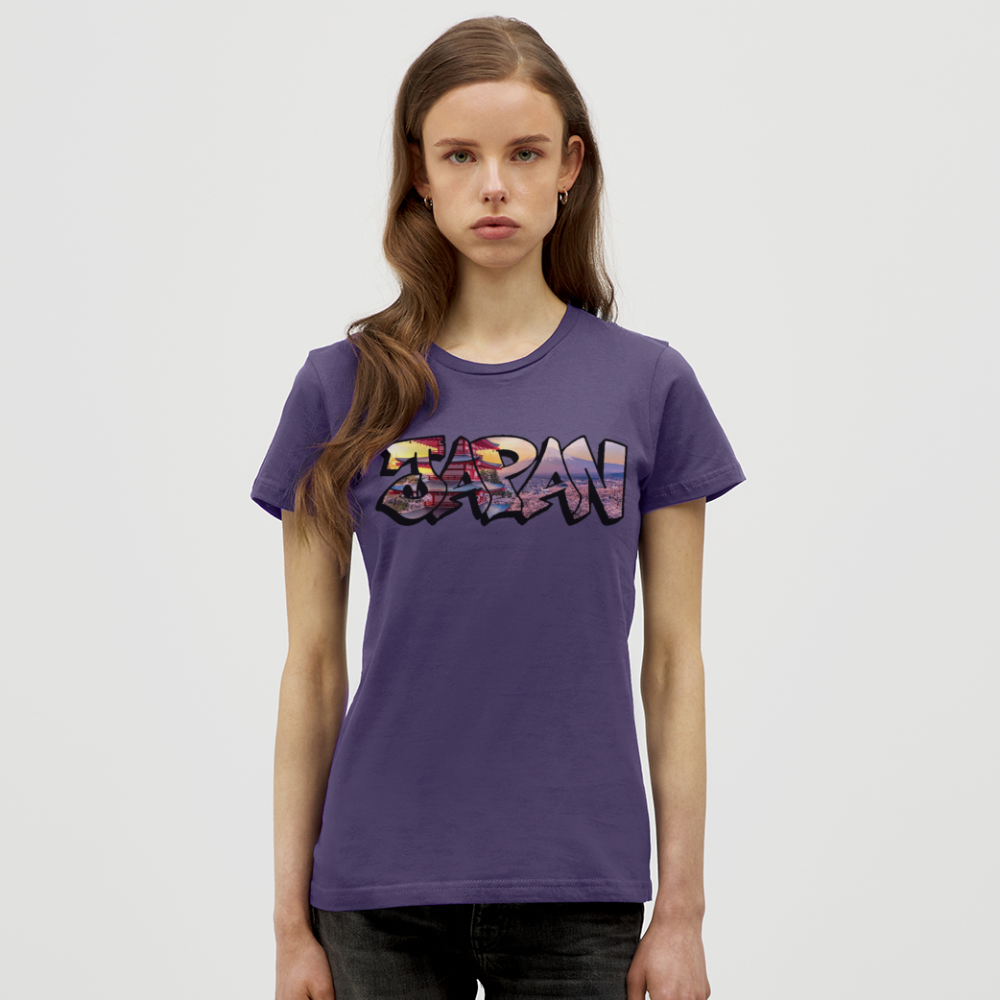 T-Shirt Ladies Japan Graffiti "Panorama" - Dunkellila