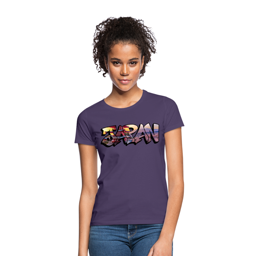 T-Shirt Ladies Japan Graffiti "Panorama" - Dunkellila