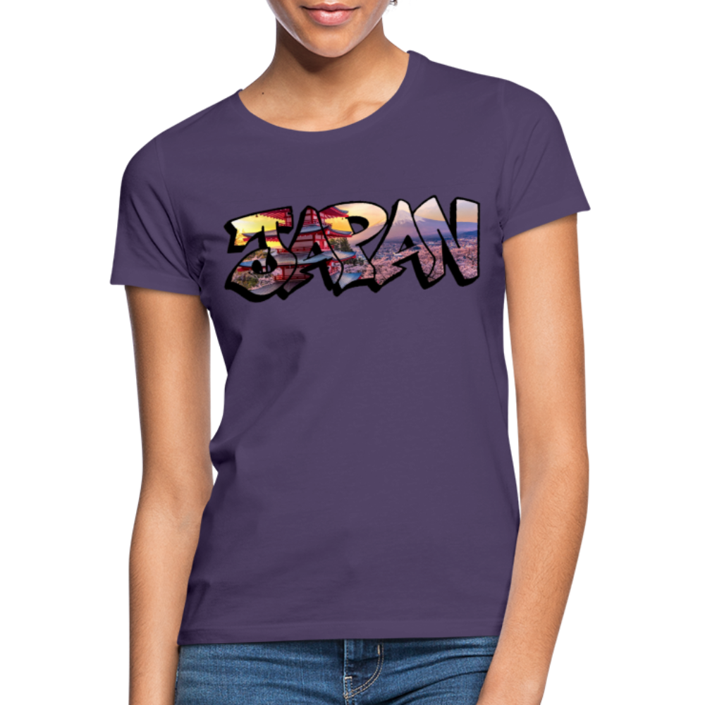 T-Shirt Ladies Japan Graffiti "Panorama" - Dunkellila