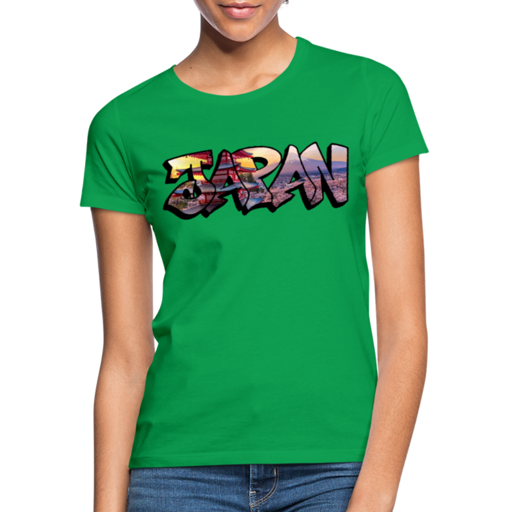 T-Shirt Ladies Japan Graffiti "Panorama" - Kelly Green