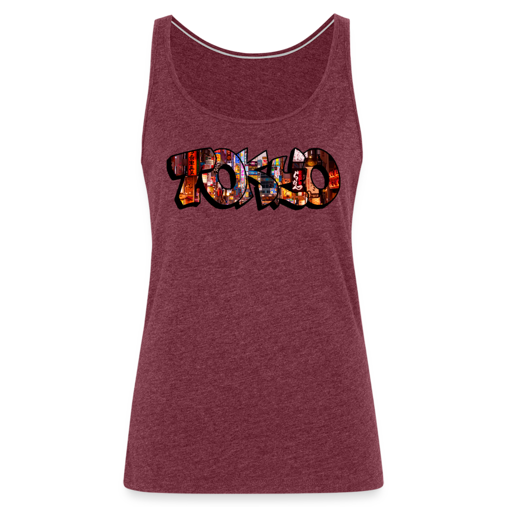 Tanktop Ladies Japan Graffiti "Tokyo" - Bordeauxrot meliert