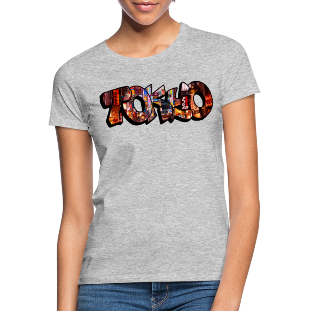 T-Shirt Ladies Japan Graffiti "Tokyo" - Grau meliert