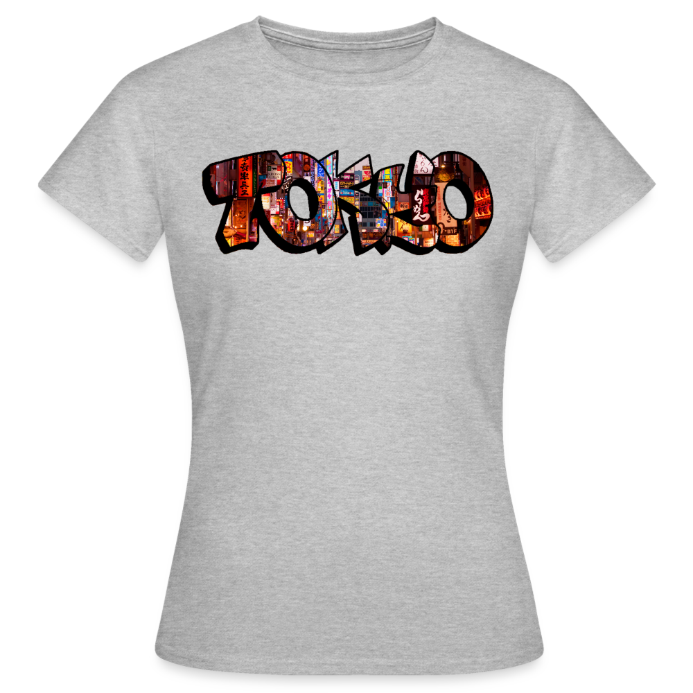 T-Shirt Ladies Japan Graffiti "Tokyo" - Grau meliert