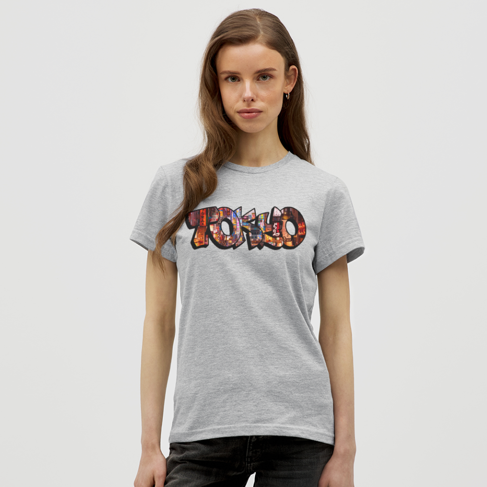 T-Shirt Ladies Japan Graffiti "Tokyo" - Grau meliert