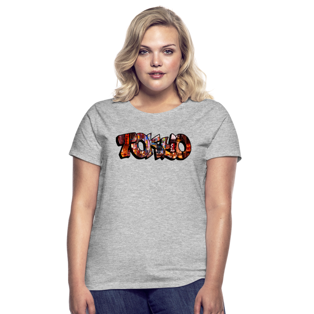 T-Shirt Ladies Japan Graffiti "Tokyo" - Grau meliert
