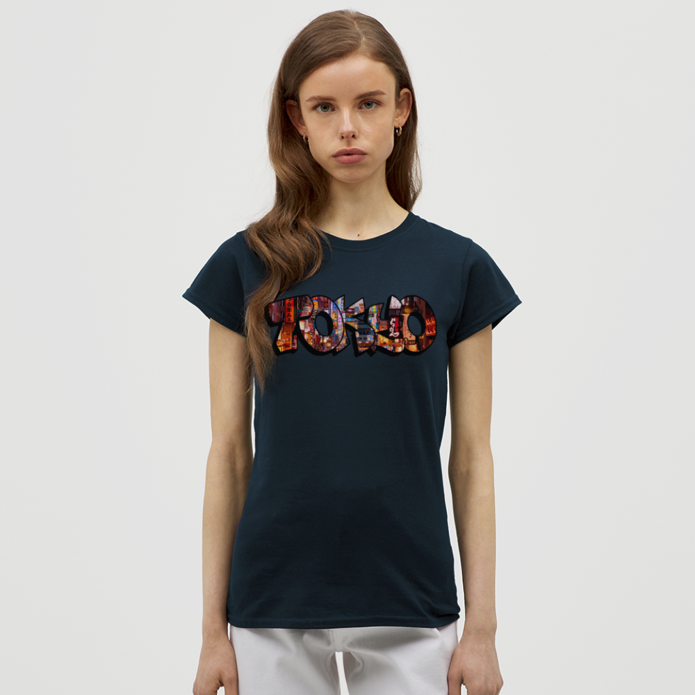 T-Shirt Ladies Japan Graffiti "Tokyo" - Navy