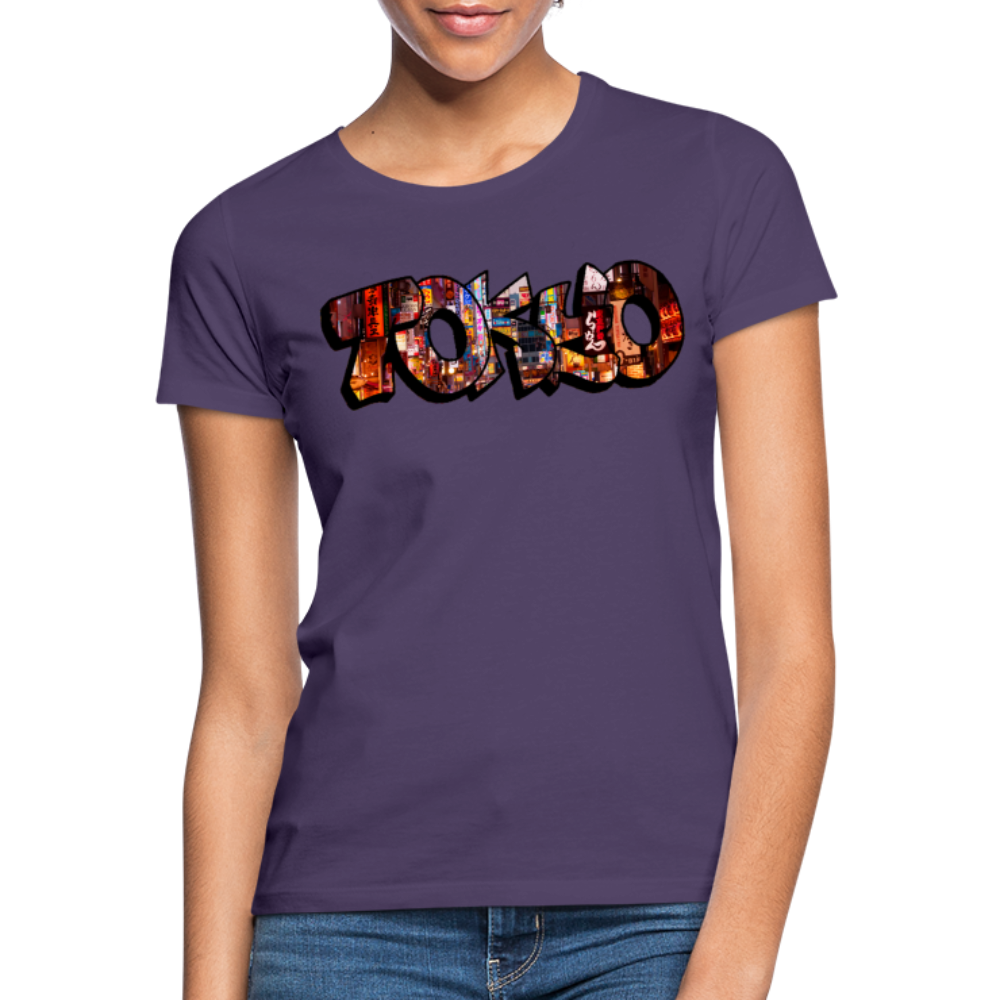 T-Shirt Ladies Japan Graffiti "Tokyo" - Dunkellila