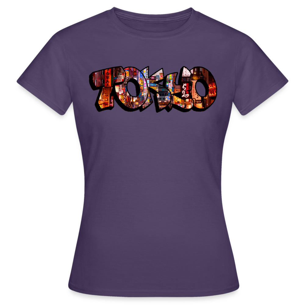T-Shirt Ladies Japan Graffiti "Tokyo" - Dunkellila