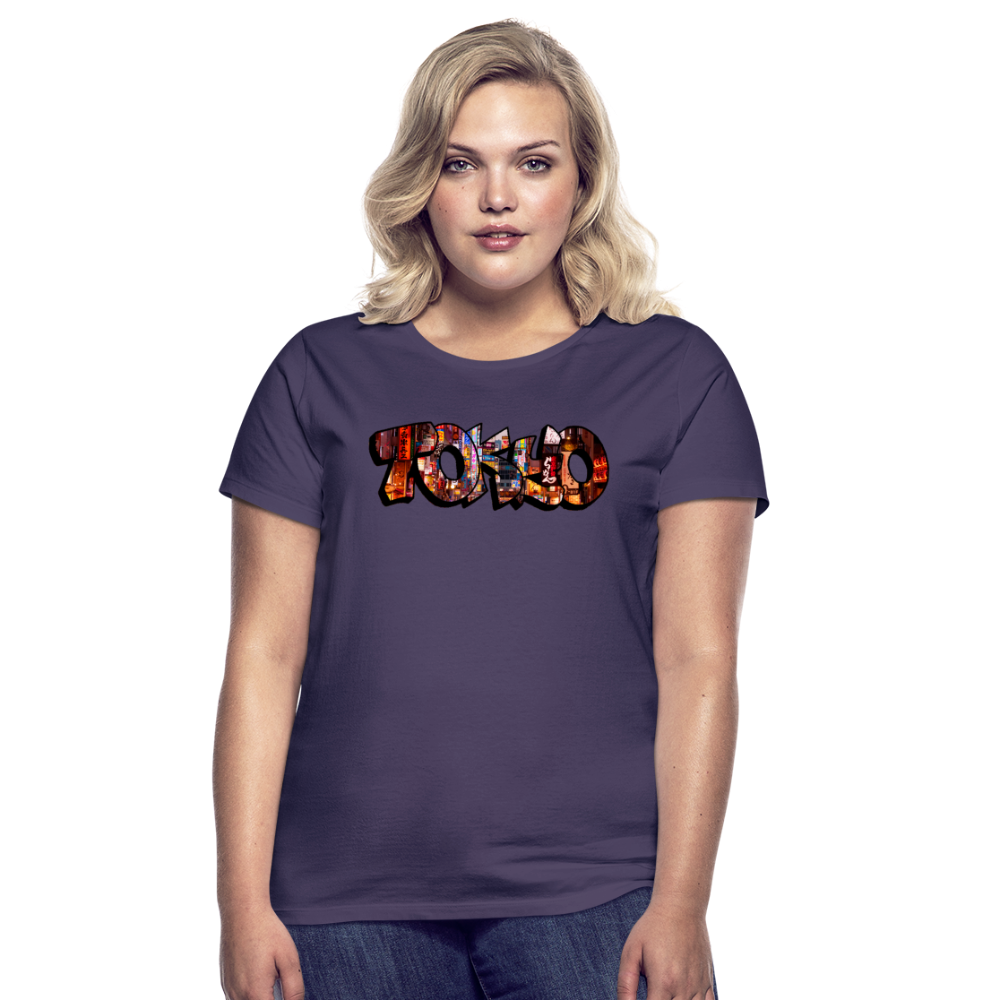 T-Shirt Ladies Japan Graffiti "Tokyo" - Dunkellila