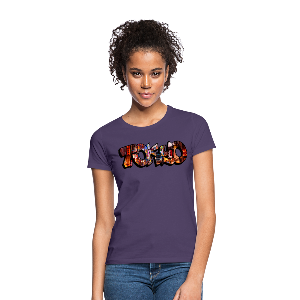 T-Shirt Ladies Japan Graffiti "Tokyo" - Dunkellila