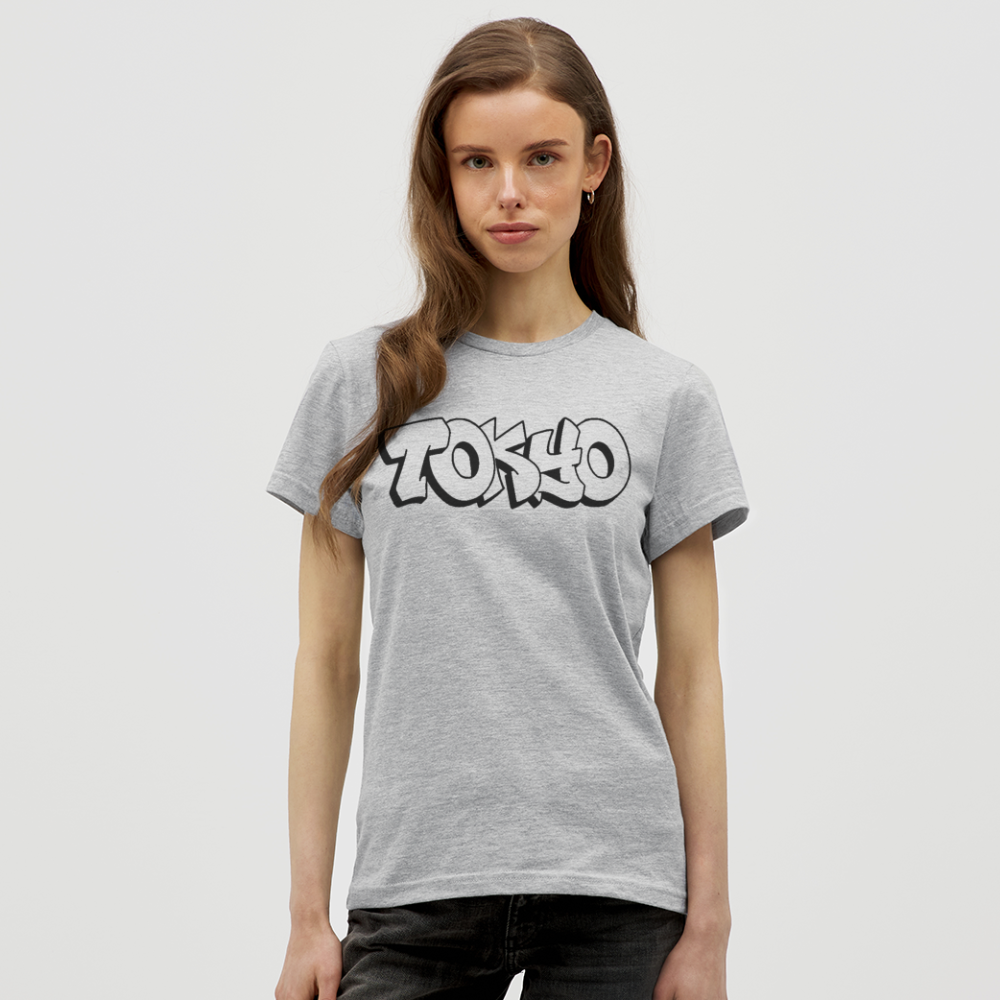 T-Shirt Ladies Japan Graffiti "Tokyo Plain" - Grau meliert