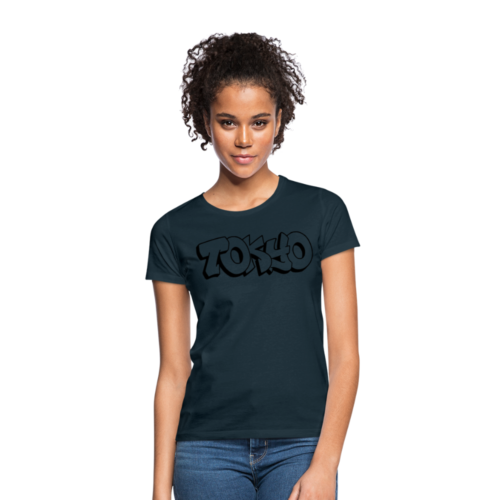 T-Shirt Ladies Japan Graffiti "Tokyo Plain" - Navy