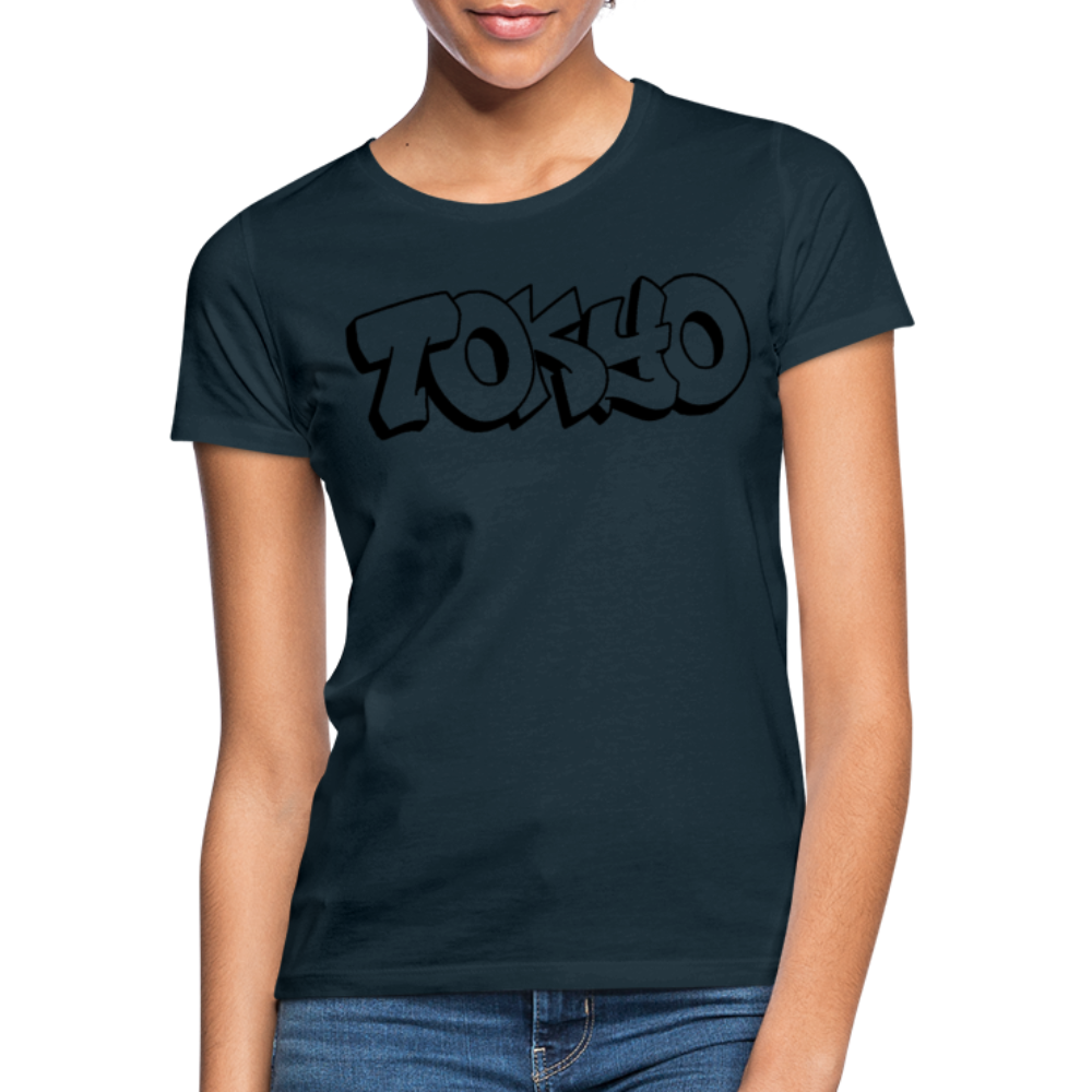 T-Shirt Ladies Japan Graffiti "Tokyo Plain" - Navy