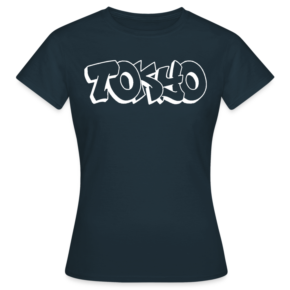 T-Shirt Ladies Japan Graffiti "Tokyo Bright Edition" - Navy