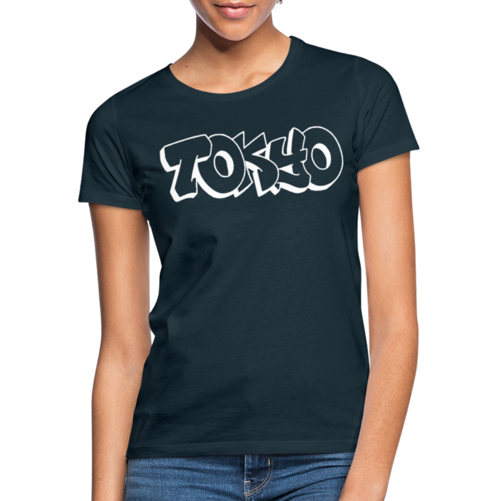 T-Shirt Ladies Japan Graffiti "Tokyo Bright Edition" - Navy
