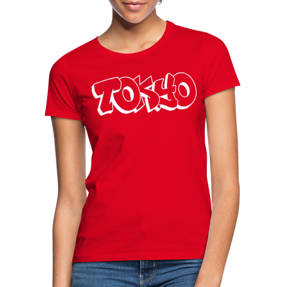 T-Shirt Ladies Japan Graffiti "Tokyo Bright Edition" - Rot