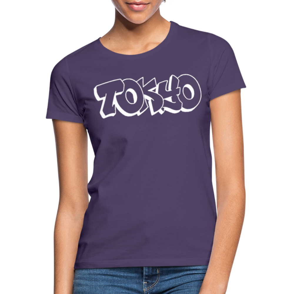 T-Shirt Ladies Japan Graffiti "Tokyo Bright Edition" - Dunkellila