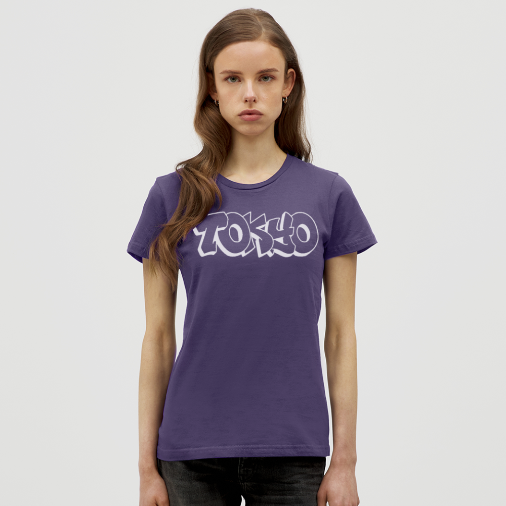 T-Shirt Ladies Japan Graffiti "Tokyo Bright Edition" - Dunkellila