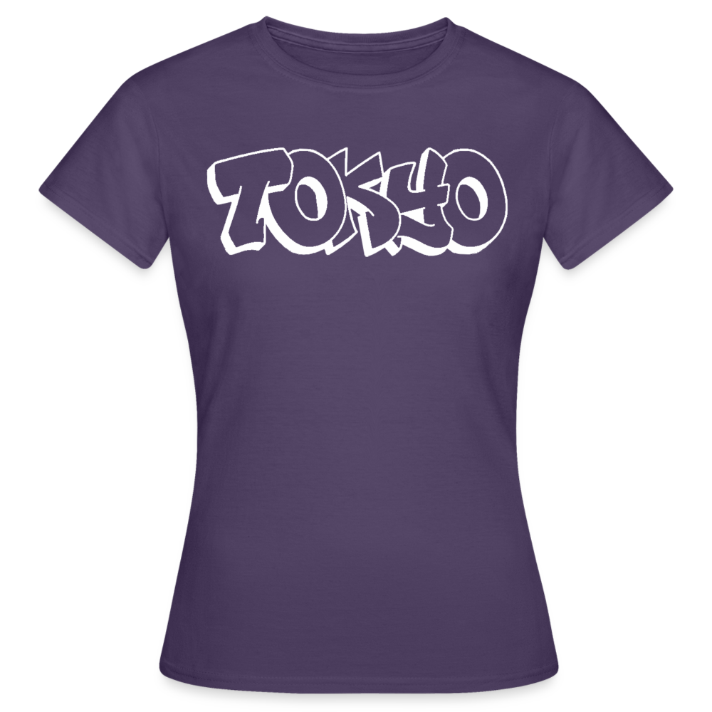 T-Shirt Ladies Japan Graffiti "Tokyo Bright Edition" - Dunkellila